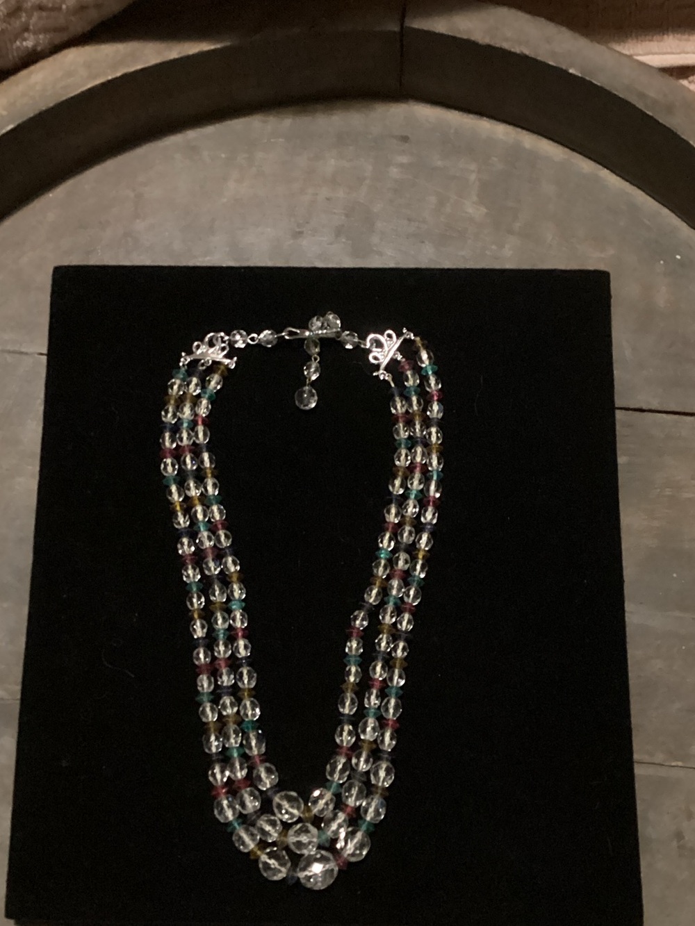 Three-Strand Multicolor Crystal Necklace - Women Jewelry